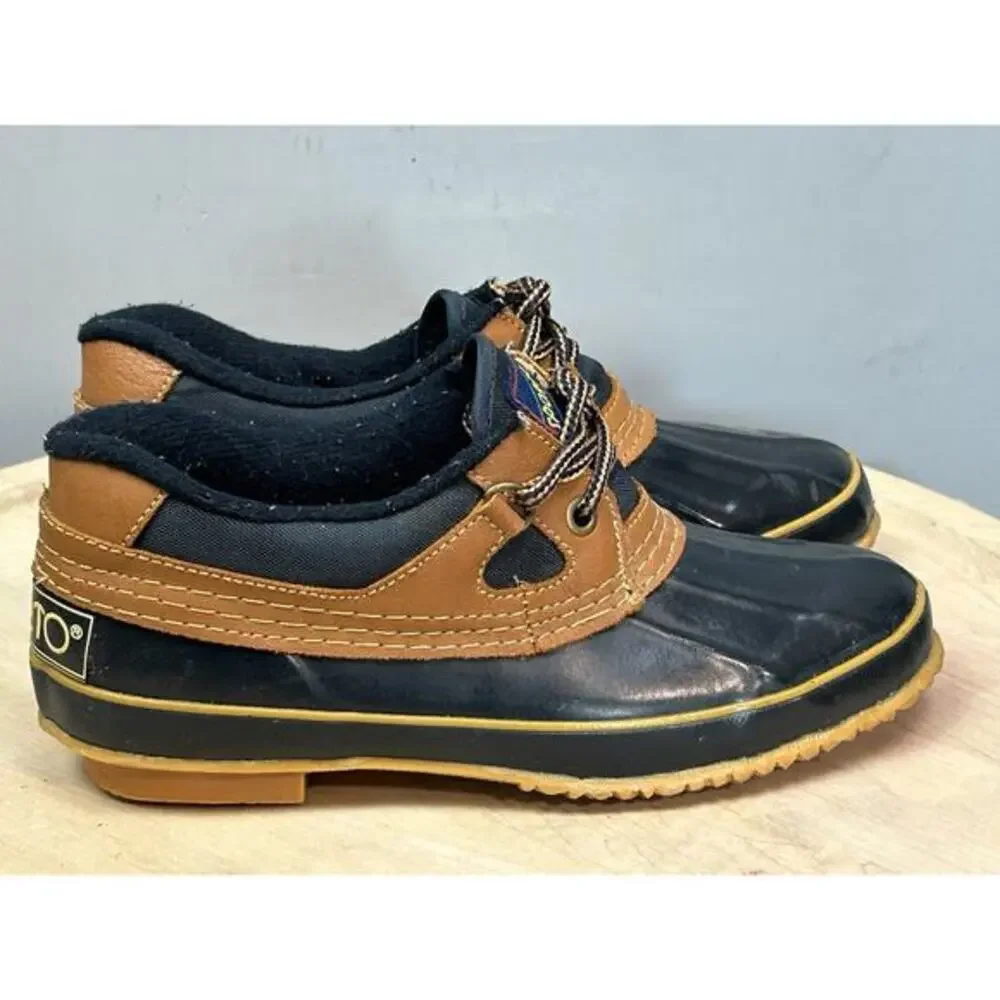 Sporto Duck Boots Ankle Womens 6M Blue Brown Waterproof Steel Shank‎ Korea